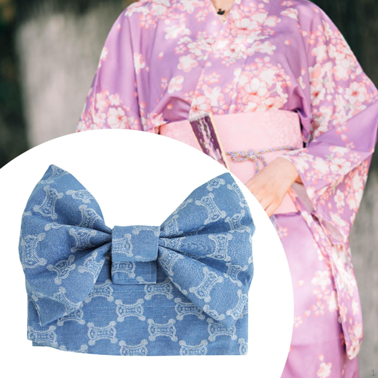 

Японский пояс-бантик для кимоно, который легко надевать на талию для фестивалей, свадебных вечеринок blue