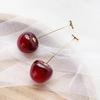 1 Pair of 925 Silver Needle High-end Earrings Cherry Fruit Cherry Earrings Personalized Cherry Pendant Long Earrings