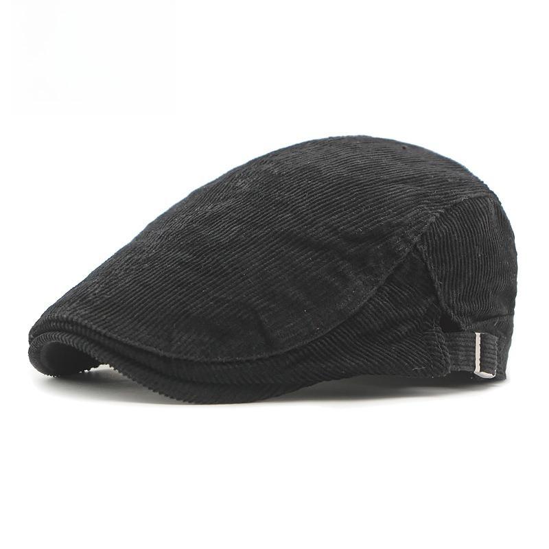 Unisex Reversible Corduroy Flat Cap Autumn Winter Warm Ivy Cap Dual Wear Retro British Beret Cabbie Hat Duckbill Cap