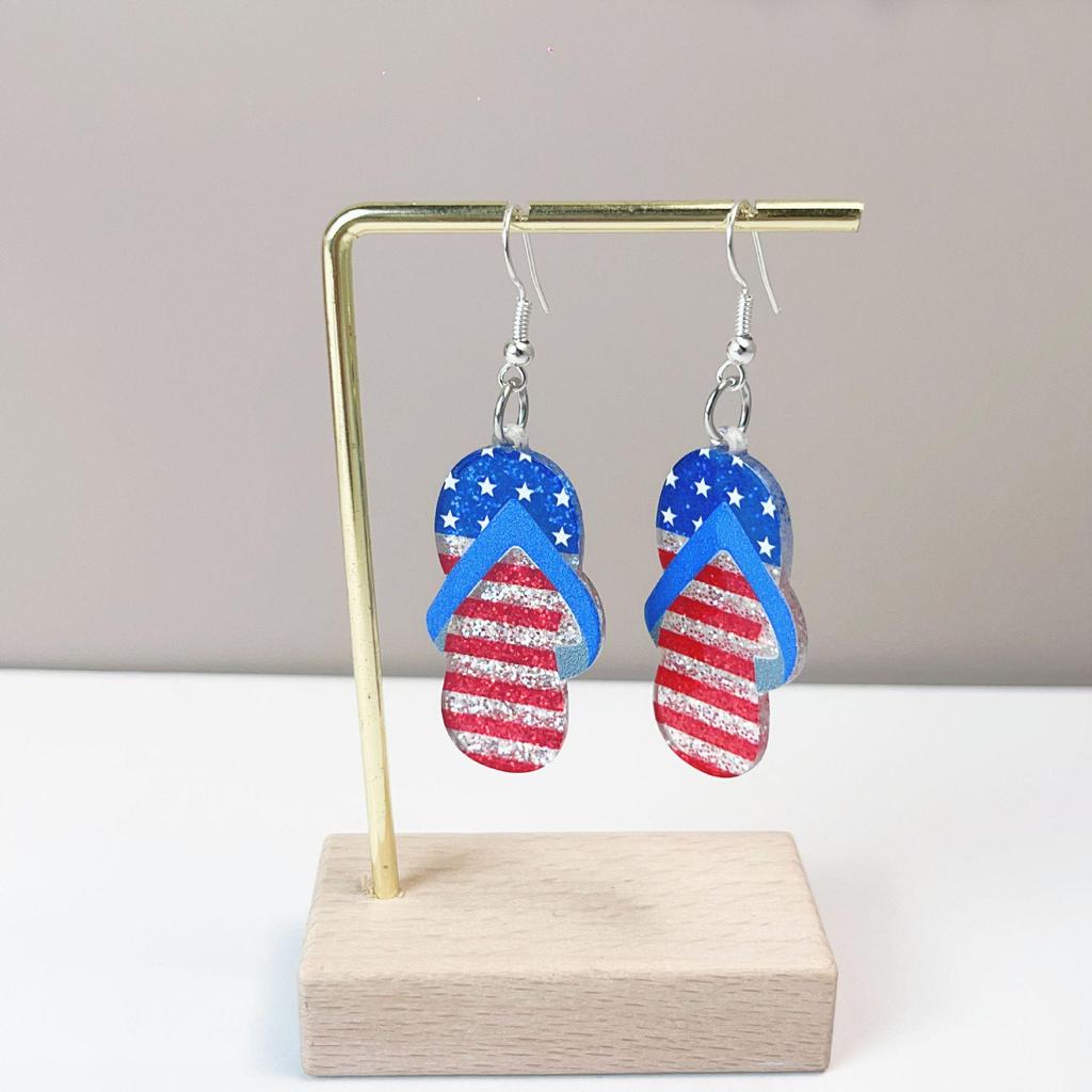 Patriotic Flag Earrings: Sunflower, Heart, Butterfly & Star Designs