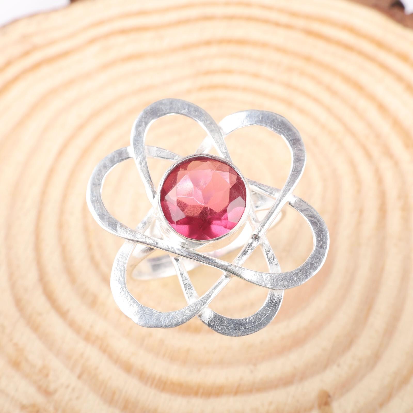 

Natural Pink Tourmaline Gemstone 925 Sterling Silver Jewelry Handmade Boho Ring RR-21-18 13