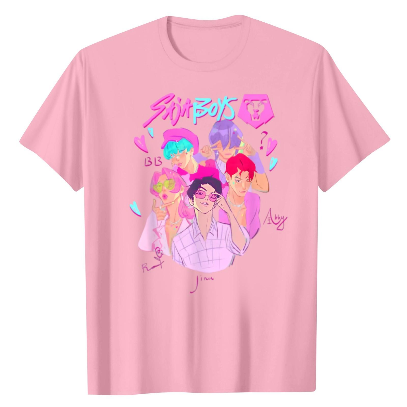 

Мужская футболка с круглым вырезом, с принтом, с коротким рукавом XL розовый