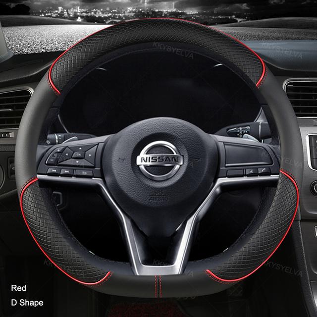 Car Steering Wheel Cover D Type PU Leather For Nissan X-trail Qashqai Rogue Sport Rogue 2017 2018    Altima Versa