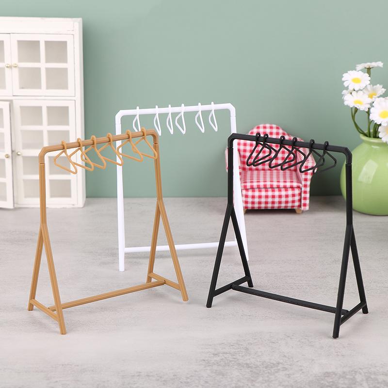 1/12 Dollhouse Clothes Rack Garment Organizer Hangers Set Dollhouse Mini Furniture Decoration Dolls House Accessories