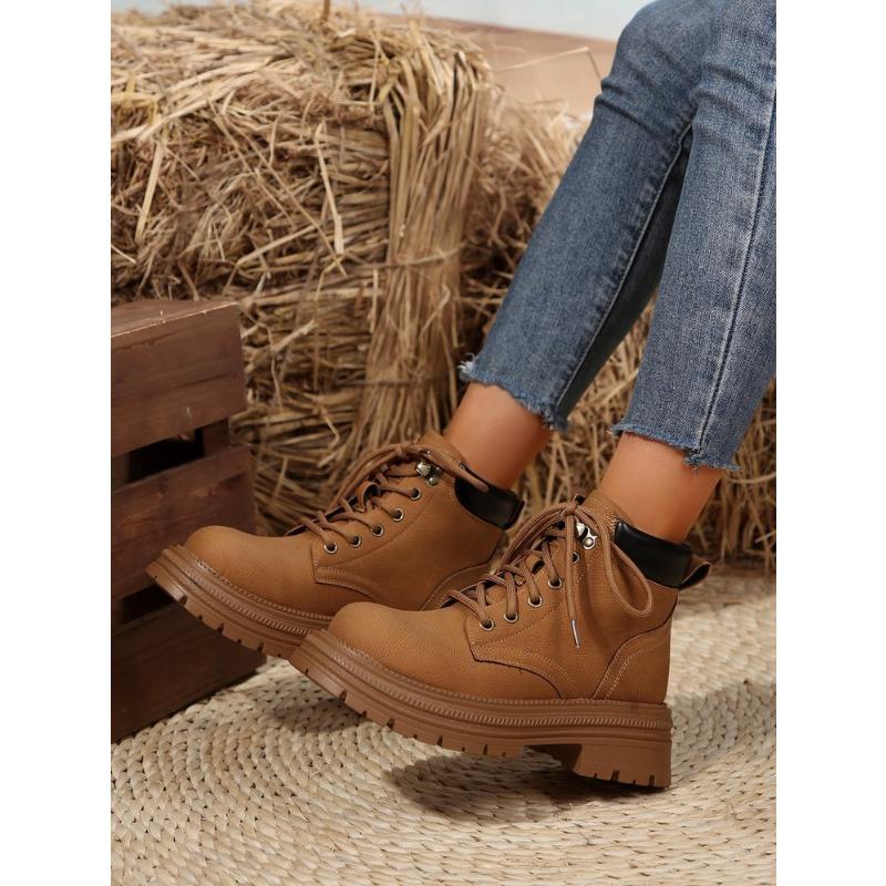 2025 New Women's Fashion Martin Boots Women's Height Increase Fashion Outdoor Home Yellow Boots