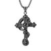 Retro Unisex Titanium Steel Divine Dragon Cross Pendant Necklace