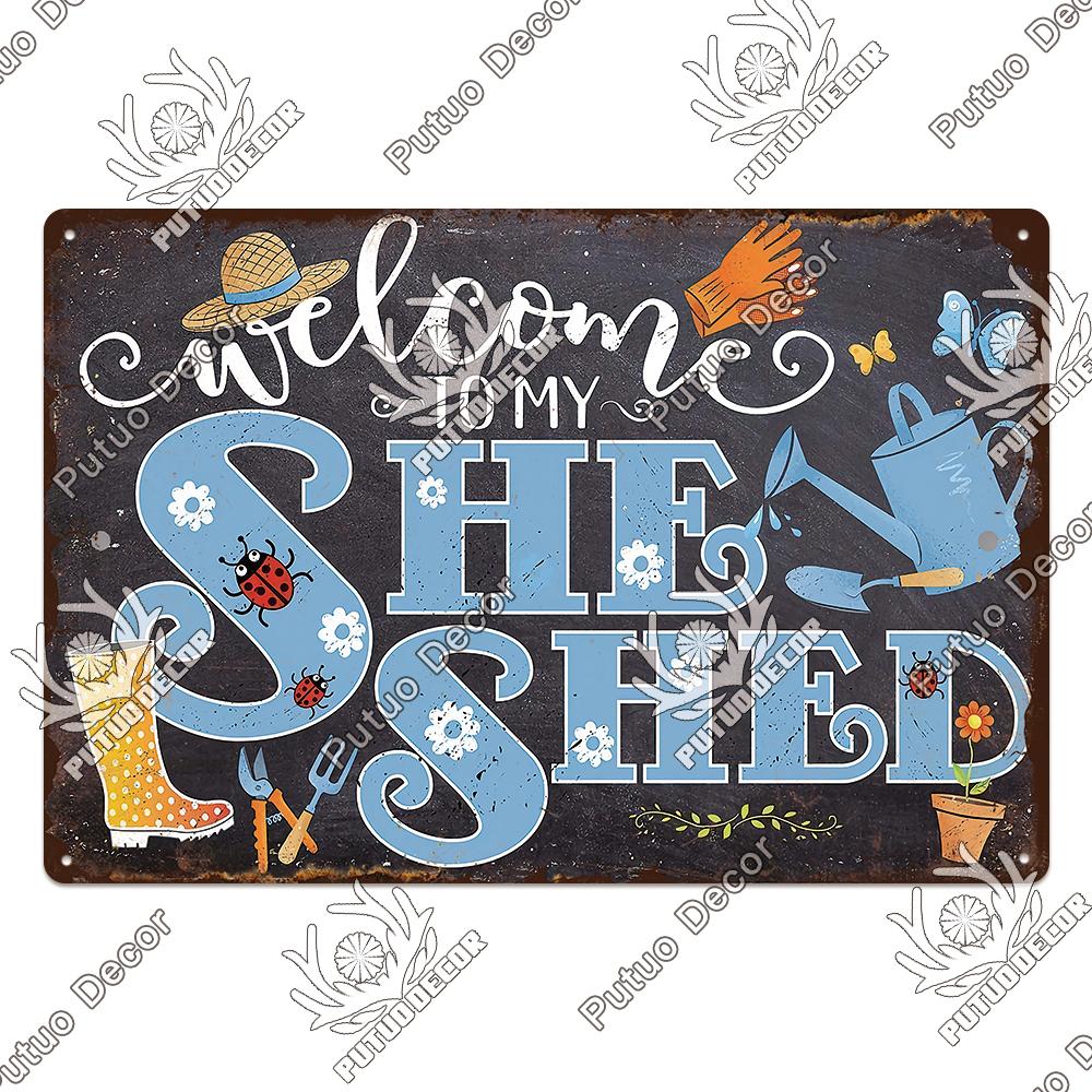 Putuo Decor Garden Vintage Tin Sign Plaques Metal Retro Posters Wall Art Decoration for Backyard Room Rustic Home Farmhouse Gift