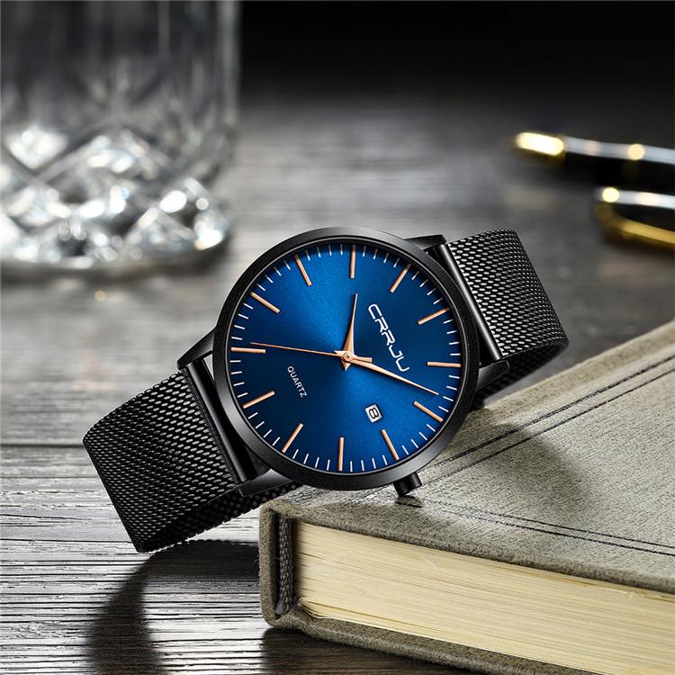 CRRJU 2172 Men's Casual Watch - Simple, Ultra-Thin Design with Calendar for Students and Professionals