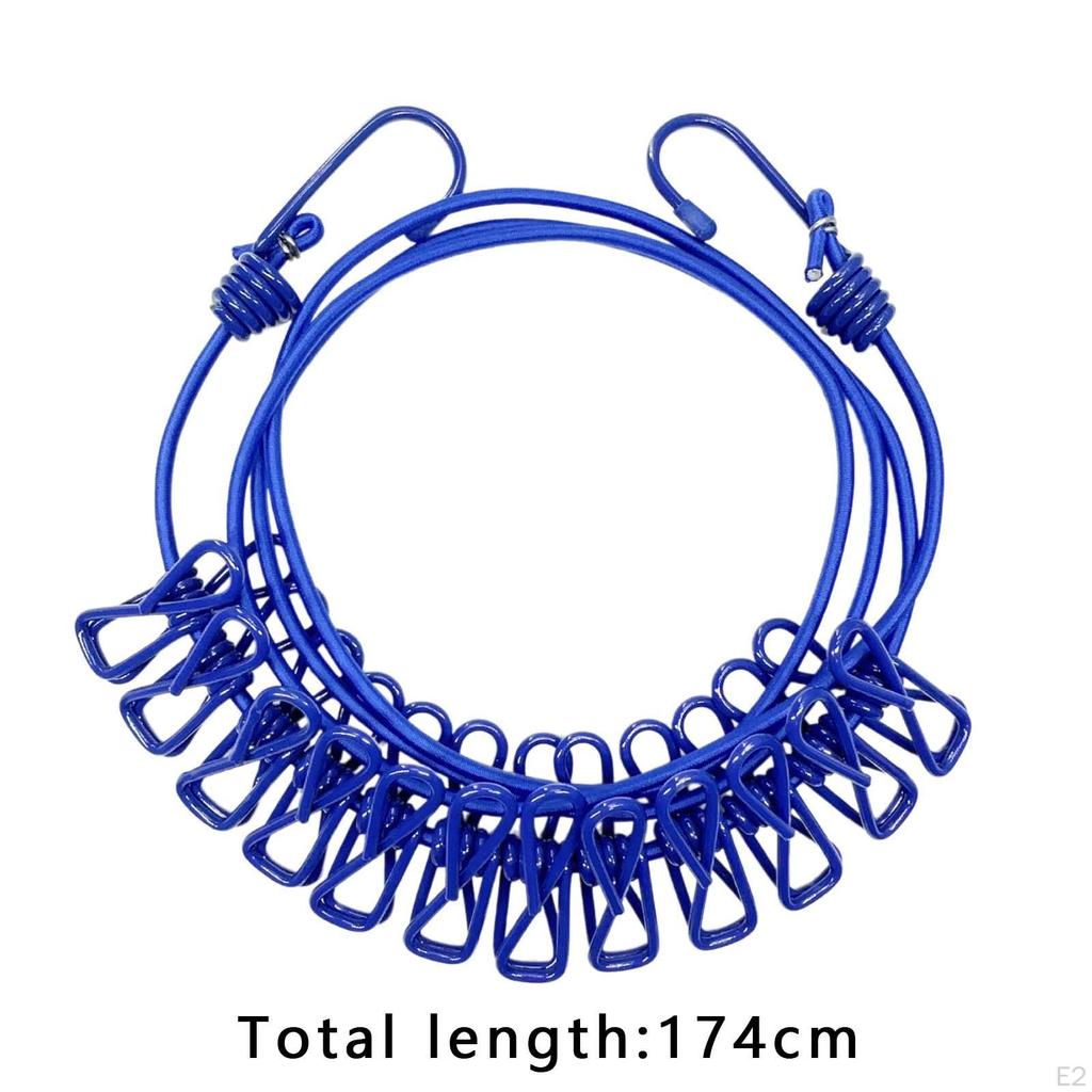 Camping-Wäscheleine zum Trocknen, elastisches Seil, winddicht, funktioneller Kleiderbügel, Reise-Wäscheleine für Camper