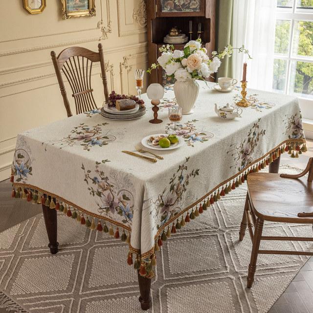 Europeisk Jacquard Bordtrekk Rektangel Firkantet Luksus Duk Dusk Til Kjøkken Spise Fest Jul Borddekorasjon