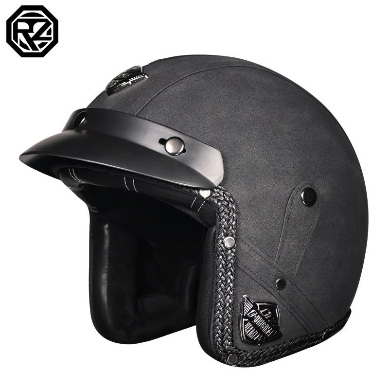 3C Certified Vintage Prince Cruising Motorcycle Three-quarters Helmet Half Helmet Scalps Helmet Leather Helmet Safety Four Seasons