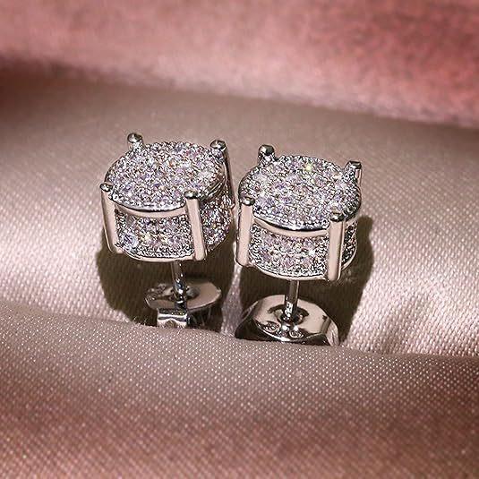 Classic Personality Geometry Round Micro Inlay Full Zircon Stud Earrings for Men Women Hip-hop Fashion Couple Earrings Jewelry