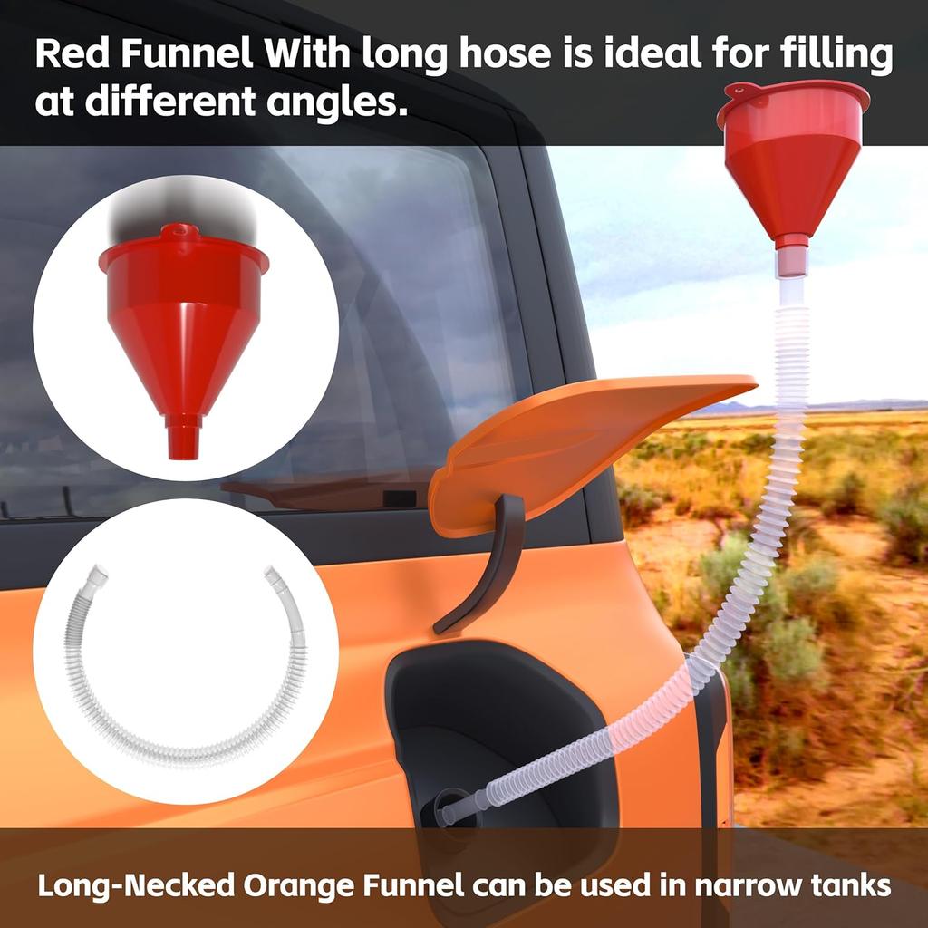 KJE 19 Pcs Automotive Funnel Set, Spout Replacements, Plastic Wide Mouth Transmission Funnels, Flexible Oil Funnel Kit For Automotive Use