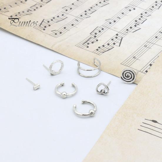 

7 шт./компл. серебряные женские серьги изысканный пирсинг тонкая работа стиль бохо геометрические круглые серьги-клипсы ювелирные аксессуары серебряный