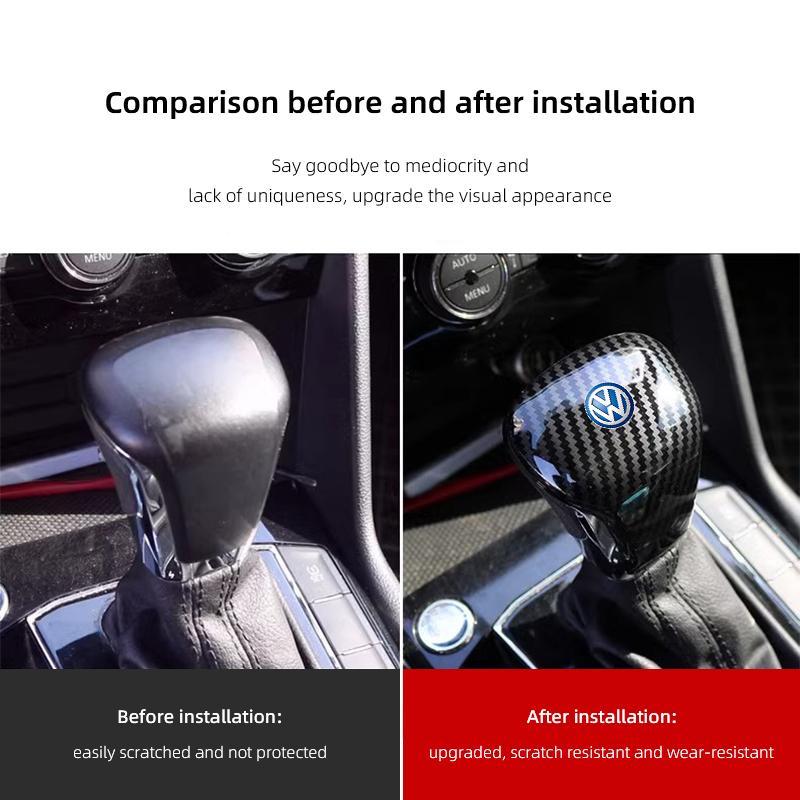 2026 Hot For Volkswagen VW Car Carbon Fiber Gear Shift Knob Handle Cover Accessories For VW Passat Sagitar Touareg GTE POLO PLUS