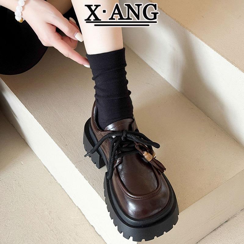 Leather Big Head Small Leather Shoes Thick Sole Height Increase Small Women's Shoes Thick Heel Mary Jane Shoes Single Shoes