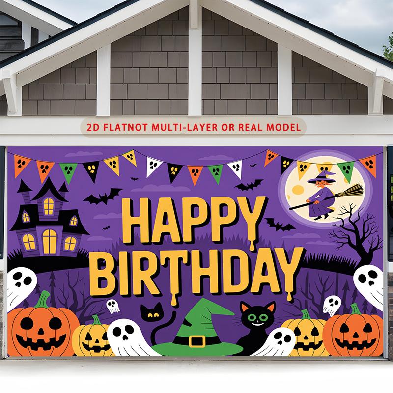 Party Backdrop Halloween Flat Spooky Ghost Pumpkin Witch Multi Layered Celebrations Celebration Photo Booth Front Door Decor