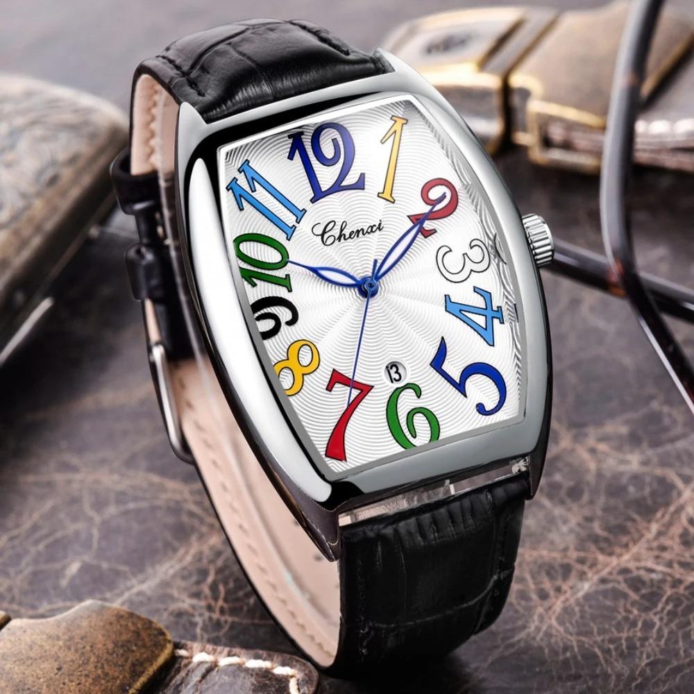 Men Calendar Watch Luminous Business Leather Strap Quartz Wristwatch
