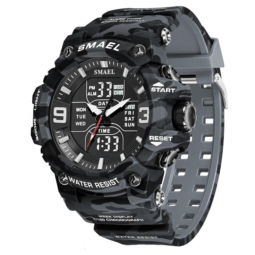 8049MC Camouflage New Style Digital Waterproof Sports Watches Men s Shock Analog Dual Display Watch