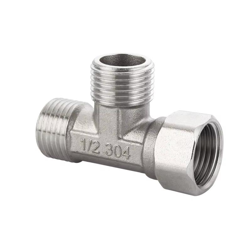 Toilet Diverter Valve Stainless Steel Adapter G1/2" T-Valve For Bath Bidet Sprayer Shower Fitting 4 Points Three-way Water Pipe