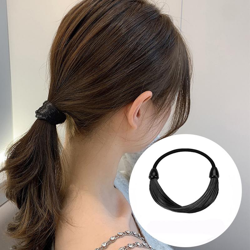 2Pcs/Lot Wig Solid Color Scrunchies Women Hair Rope Elegant Ponytail Holder Rubber Band Elastic Hairband Hair Accessories