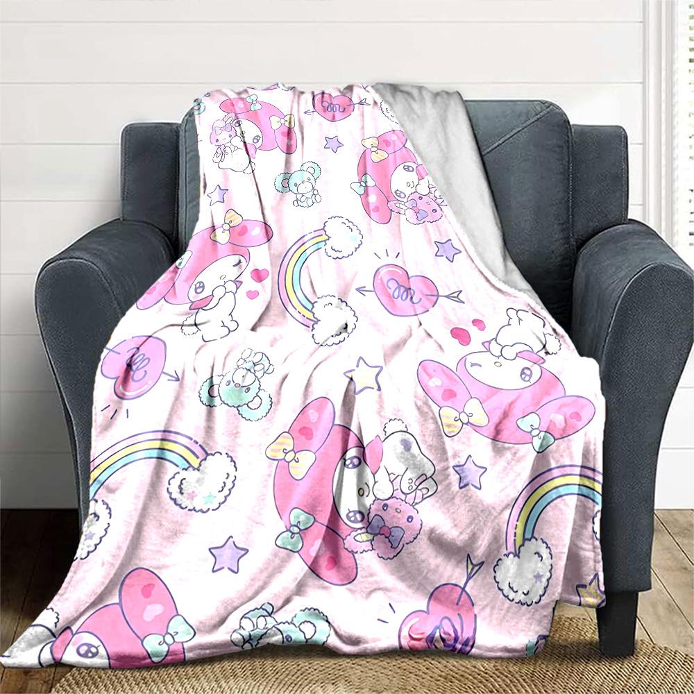1pc My Melody blanket Lightweight Flannel Throw for Sofa Bed Travel Camping Livingroom Office Couch Chair