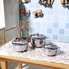New 1/12 Dollhouse Miniature Imitated Stainless Steel Casserole Kitchen Cookware