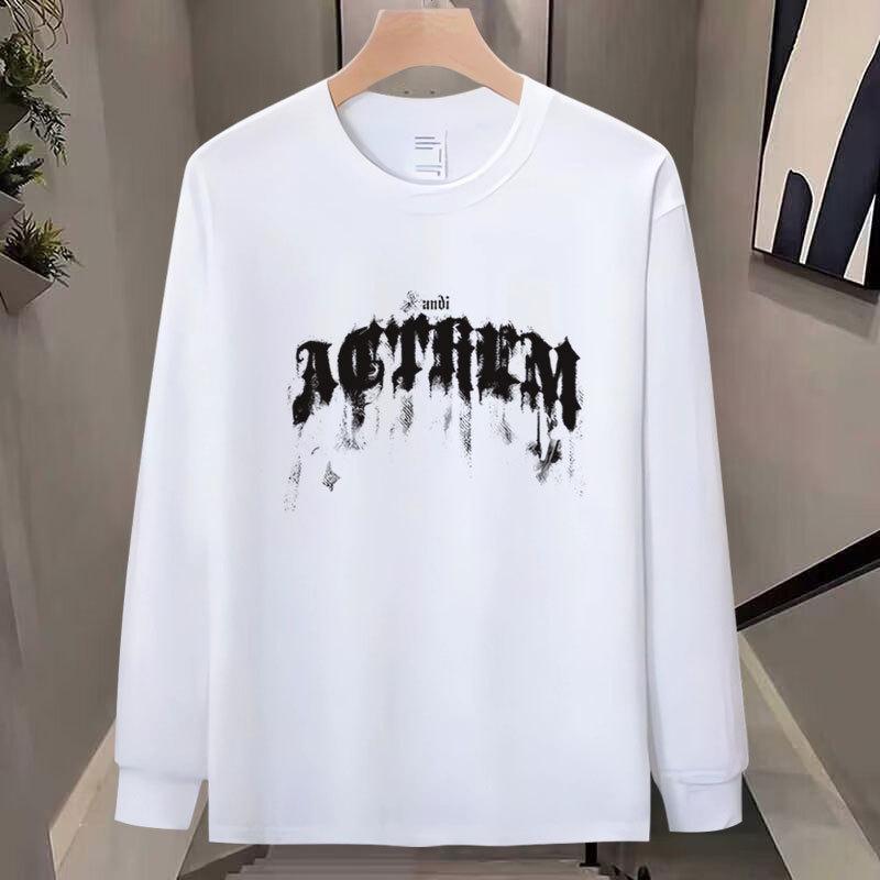 Street Trendy Brand Hiphop Hip-Hop Long-Sleeved T-Shirt Men'S Bottoming Shirt Versatile Crew Neck Half-Sleeved Top