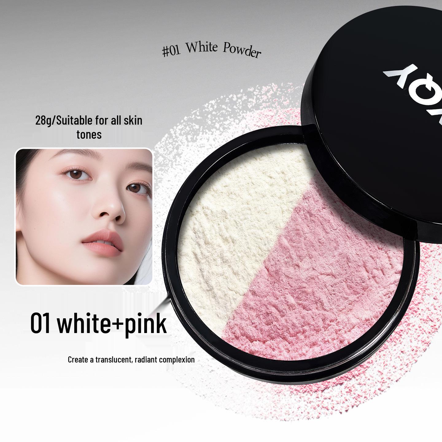 

QXQY Двухцветная медовая пудра: Пудра рассыпчатая фиксирующая высокой плотности, увлажняющая, контролирующая жирность, водостойкая, потостойкая, не размазывающаяся. белый/розовый