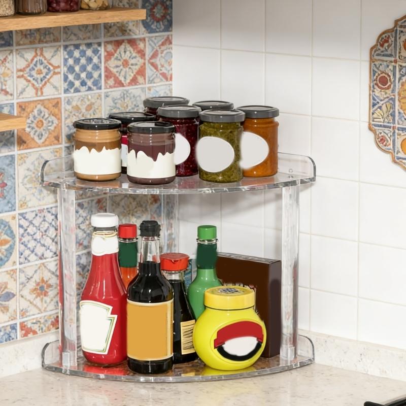 Acrylic Organizers Shelf Two Levels for Efficient Storage in Small Corner Easy to Assemble and Cleaning