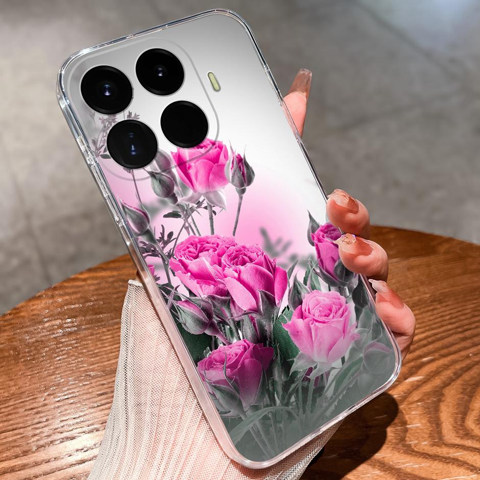 Case For Xiaomi17T 17Ultra Beautiful Flower Astronaut Anti-Fingerprint Transparent Shell For Xiaomi 17T 17 Ultra Coque Funda