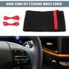 1 Set Auto Hand Sewn Steering Wheel Cover 32-35cm Suede Red Black Stitches Red