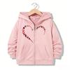 Felpa con cappuccio e zip retrò Felpe con cappuccio casual divertenti a forma di farfalla e cuore Giubbotti per ragazzi e ragazze Y2k con zip Primavera Autunno Felpe con cappuccio