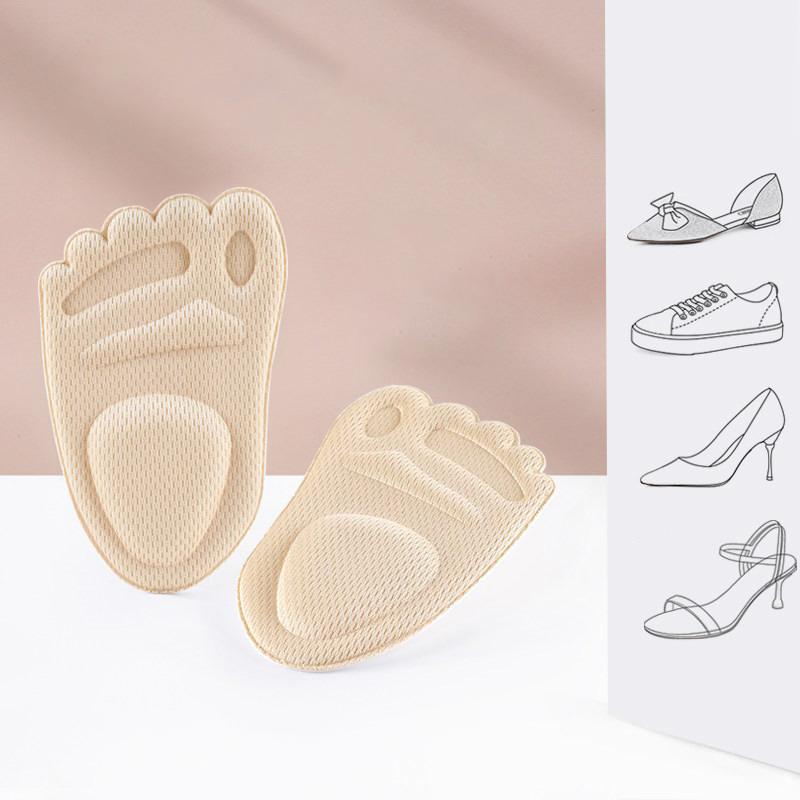 1Pair Women Forefoot Pad Pain Relief Insert Half Size Insoles Non-Slip Cushion Shoe Breathable Sweat Absorbing Foot Pads