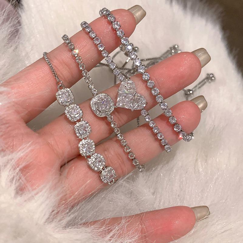 Zircon glass bead square love adjustable bracelet trendy fashion bracelet light luxury high-end jewelry women