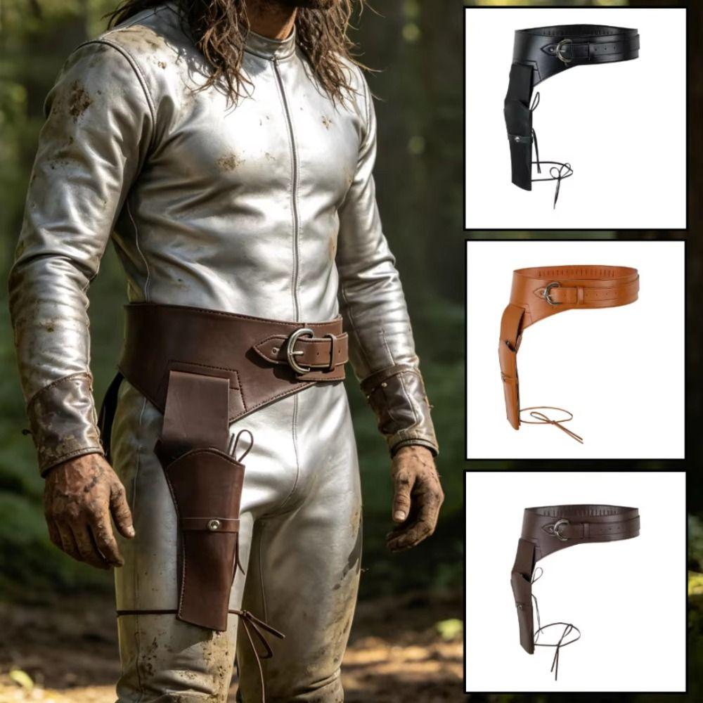 PU Leather Waist Strap Belt Pin-Buckle Adjustable Leg Pouch Leg Hanging Pouch Medieval Costume