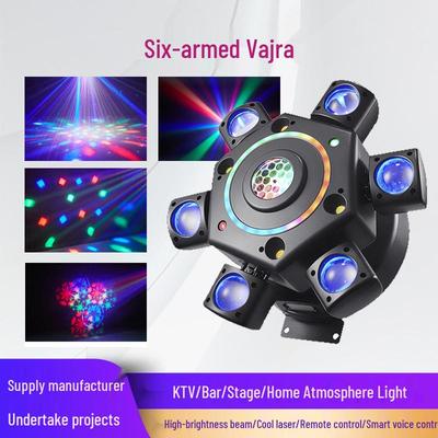 Six-Armed Vajra Multi-Effect Laser Stage Light Bar with Rotating Moving Head for Disco & KTV