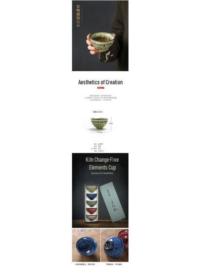 Five Elements Jianzhan Teacup Set: Ceramic Gongfu Tea Gift, Tianmu Host Cup and Box.