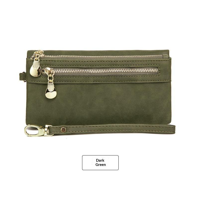 Retro Damen Langbörse Große Kapazität Doppelfach Multi-Kartenfach Geldbörse Mode Multifunktionale Doppeltaschen-Handtasche