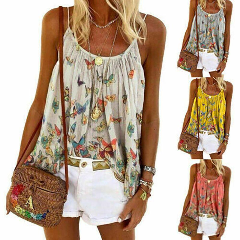 Womens Swing Vest Sleeveless Cami Top Ladies Flared Plus Size Tops Shirt Holiday