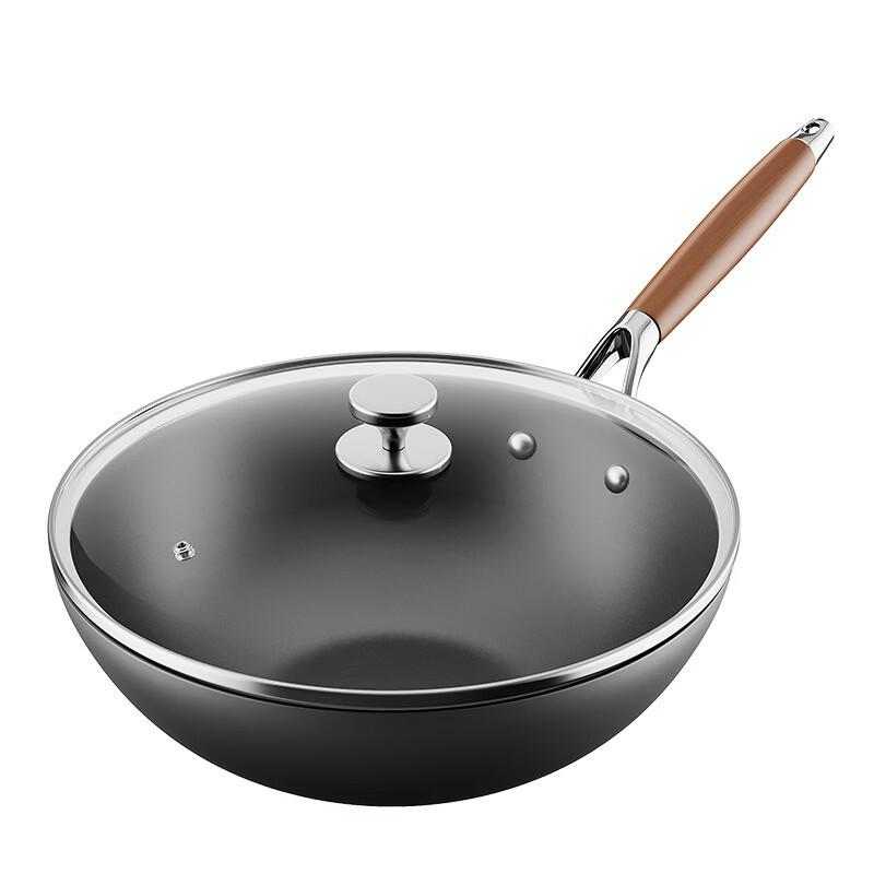 ZISIZ Non-Stick Cast Iron Wok for All Stoves