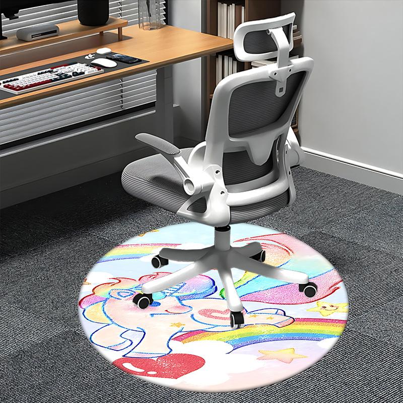 

Rainbow Unicorn Chair Mat - Round Carpet for Home Decor, Office Use, Gift Idea - Suitable for Bedroom 80cm