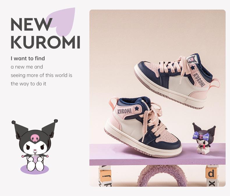 Kuromi Kinder Mittelhohe Rutschfeste Skateschuhe - Winter 2025 Samtige Wärme, Trendiges Design für Jungen & Mädchen