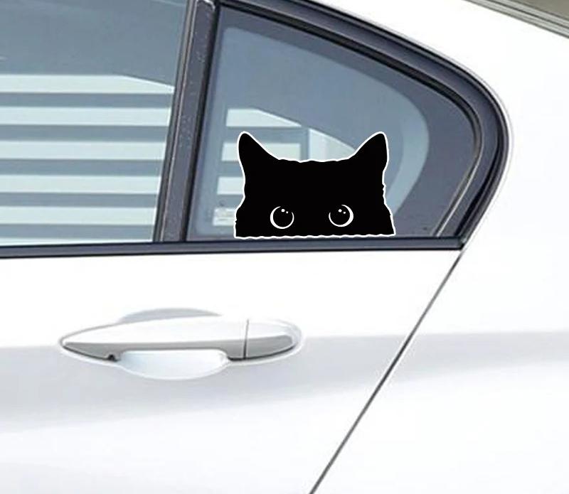 Funny Cat with Big Eyes Car Sticker Vinyl Waterproof Reflective Decal for Car Window Bumper Automotive Exterior Decor