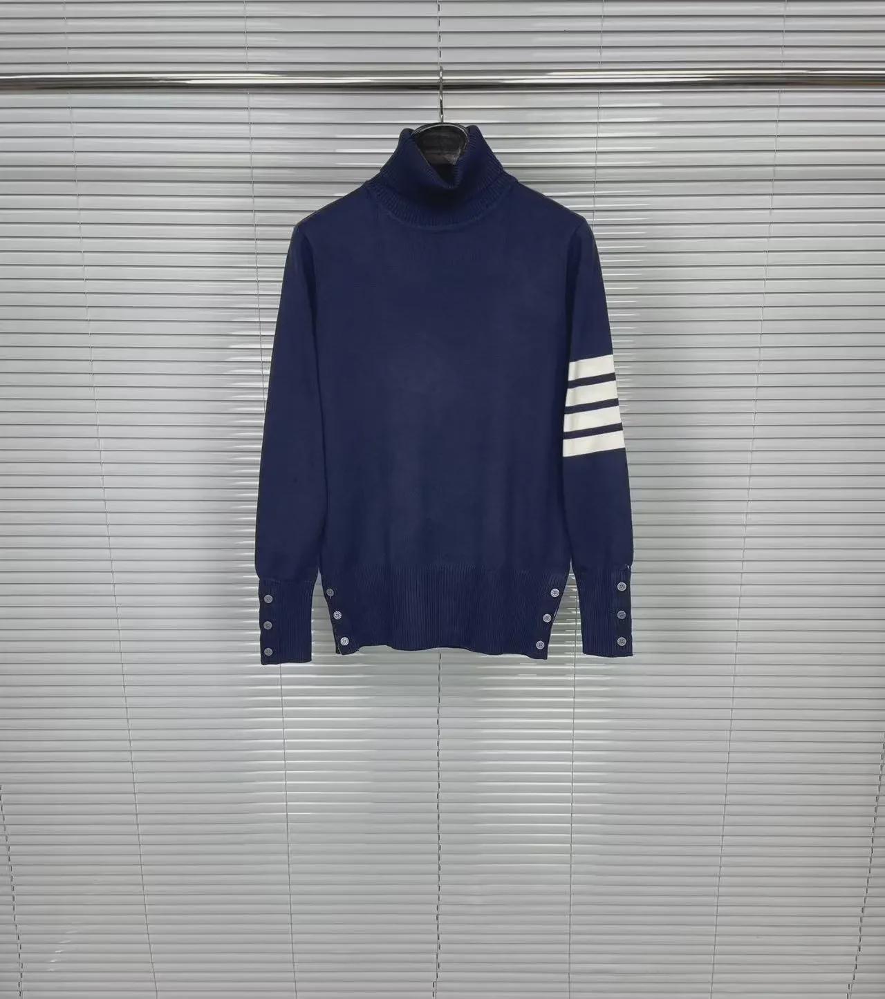 

Осенне-зимний унисекс тонкий классический свитер с четырьмя полосками из шерсти L