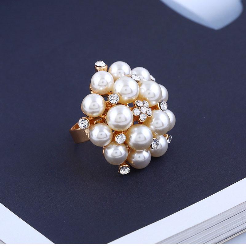 Simulated Water Drop Natural Big Flower Wedding Adjustable Crystal Ring Women Gift