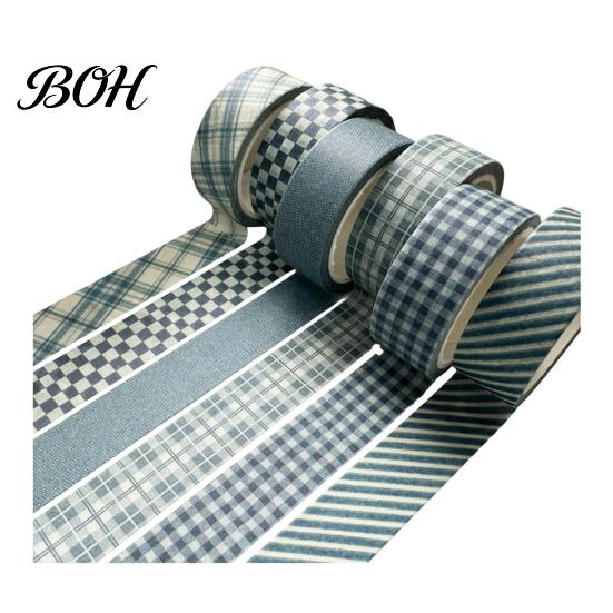 Neat Storage Washi Tape Set 6 Rolls Plaid Set, Grid Checkered Pattern Masking Tape, Self Artistic Roll Adhesive Decorative for DIY Crafts, Journal,