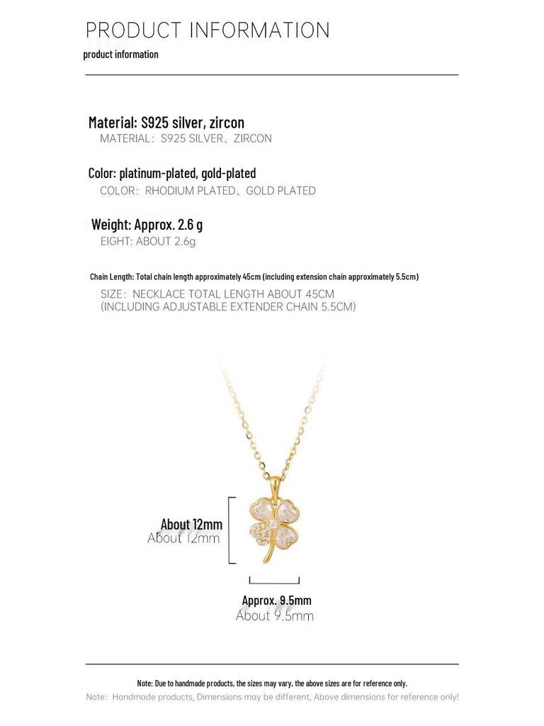 Banyan Tree S925 Silver Four-Leaf Clover Necklace - Elegant Female Design, New Fashion Clavicle Chain