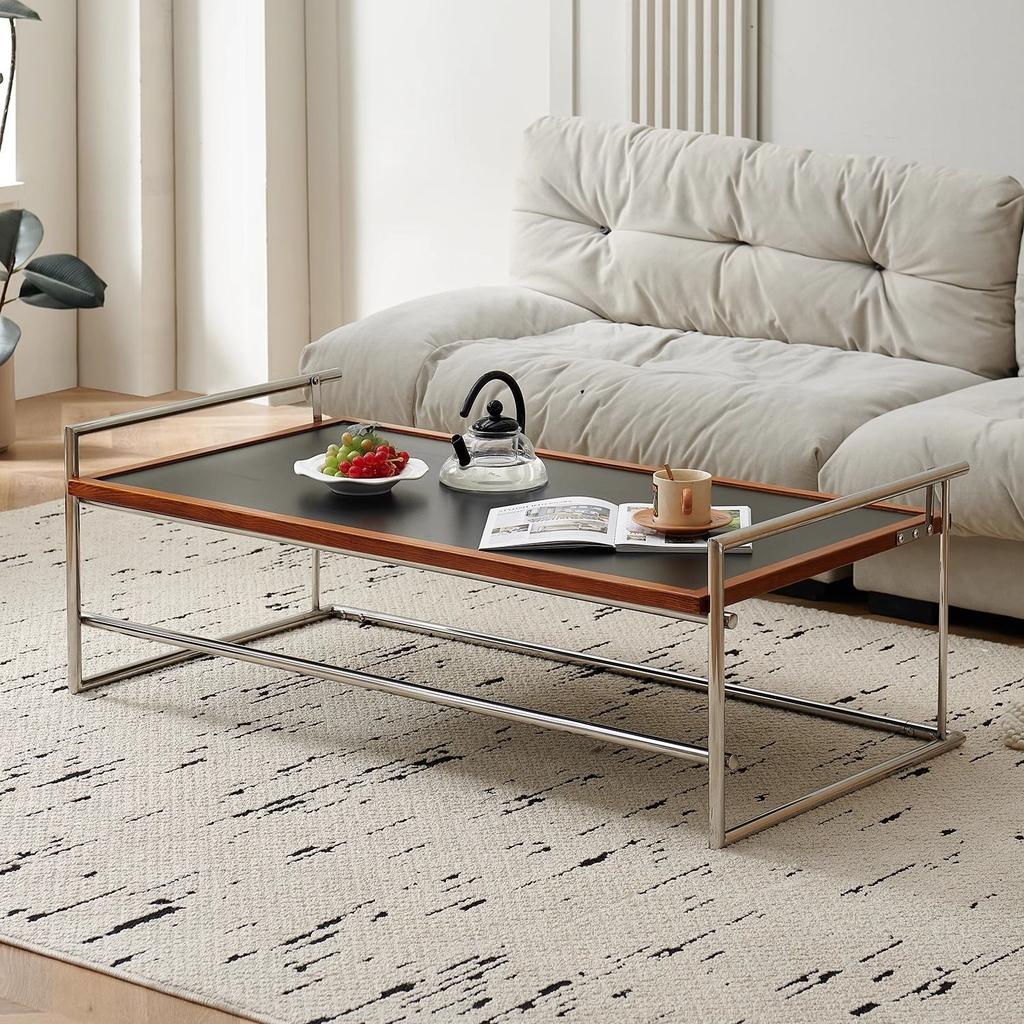 Vintage Designer Solid Wood & Stainless Steel Tea Table for Small Living Rooms - Nordic Style Furniture Living Room