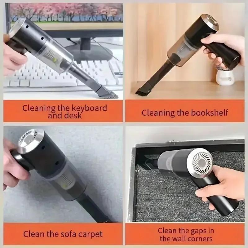 Handheld Car Vacuum Cleaner Powerful Wireless Dust Collector USB Rechargeable Portable Cleaning Appliance for Home and Auto